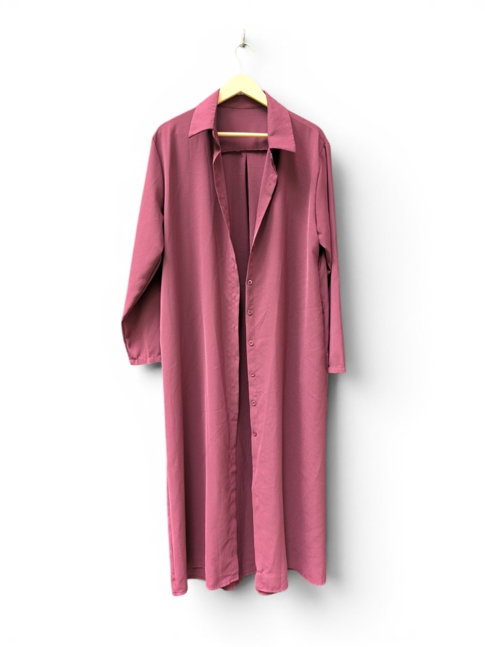 Dusty Rose Longline Button Shirt Dress